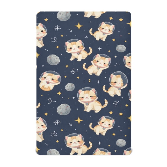 Baby Essentials 39”x 27”- Standard Cotton-like Modal Elastic- Astro-kittens Design Crib Sheets for Newborns and Toddlers