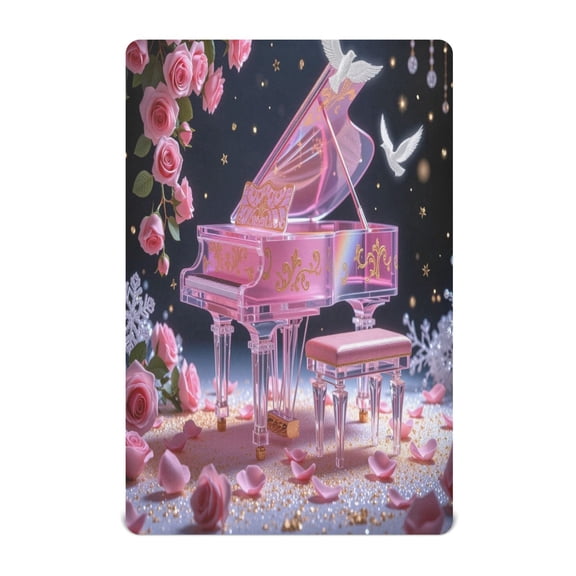 Baby Essentials 39”x 27”- Standard Cotton-like Modal Elastic- Blush Grand-piano Design Crib Sheets for Newborns and Toddlers