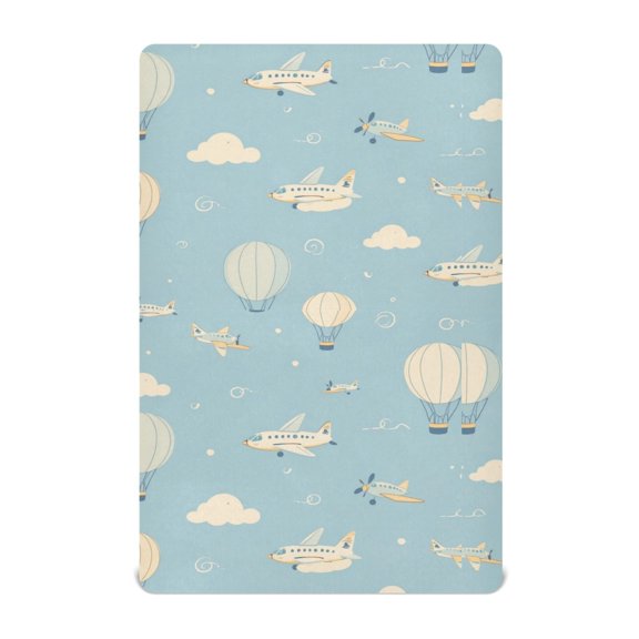 Baby Essentials 39”x 27”- Standard Cotton-like Modal Elastic- Sky Travel Design Crib Sheets for Newborns and Toddlers
