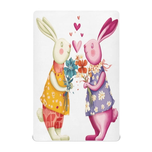 Baby Essentials 39”x 27”- Standard Cotton-like Modal Elastic- Valentine's Day Rabbit Design Crib Sheets for Newborns and Toddlers