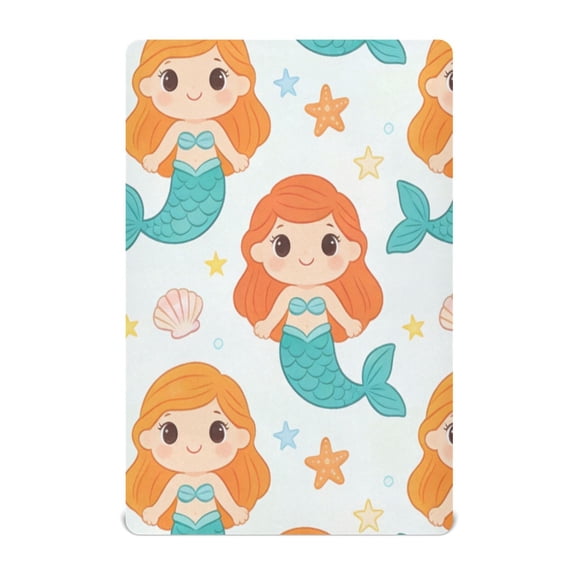 Baby Essentials 39”x 27”- Standard Cotton-like Modal Elastic- White Mermaid Pattern Design Crib Sheets for Newborns and Toddlers