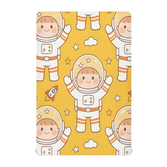 Baby Essentials 39”x 27”- Standard Cotton-like Modal Elastic- Yellow Astronaut Pattern Design Crib Sheets for Newborns and Toddlers