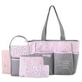 thumbnail image 1 of Baby Essentials Stars 5-Piece Diaper Bag Set - pink/gray, one size, 1 of 5