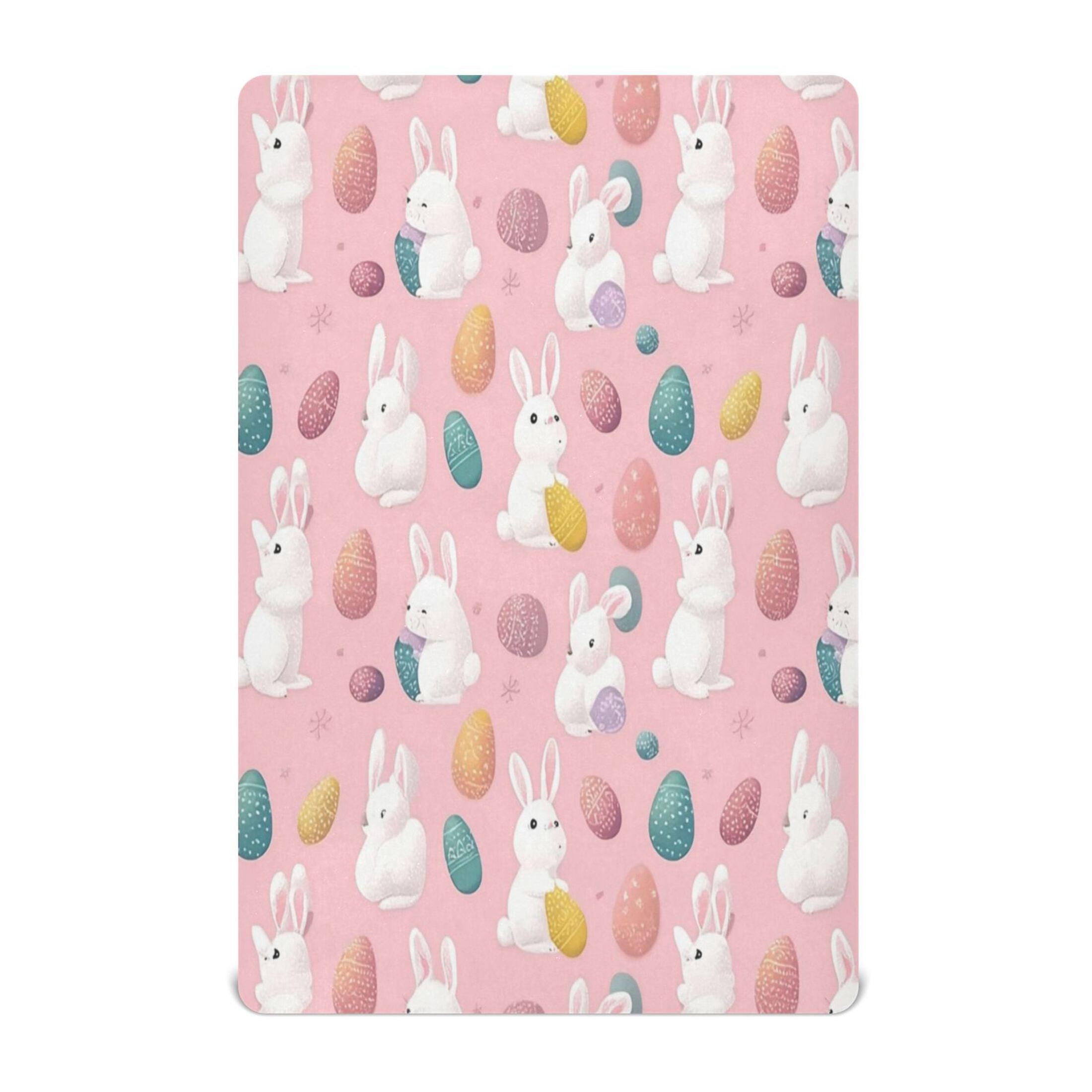 Baby Essentials 52”x 28”- Standard Cotton-like Modal Elastic- A White Rabbit Design Crib Sheets for Newborns and Toddlers