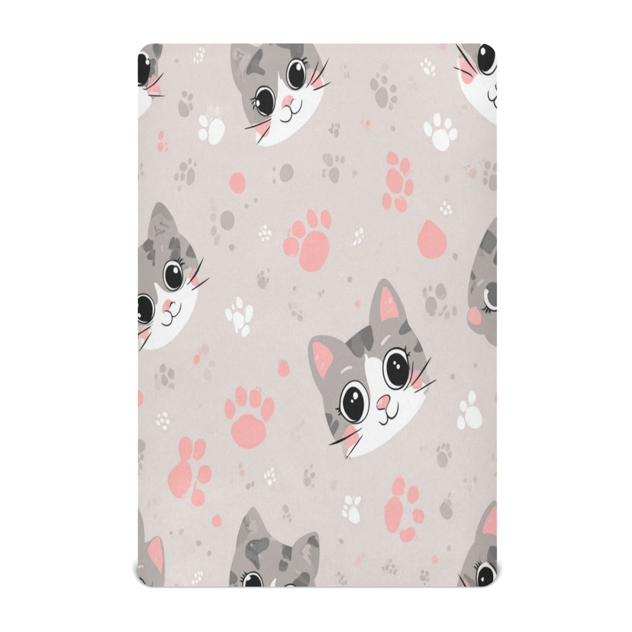 Baby Essentials 52”x 28”- Standard Cotton-like Modal Elastic- Cartoon Cat Face Design Crib Sheets for Newborns and Toddlers