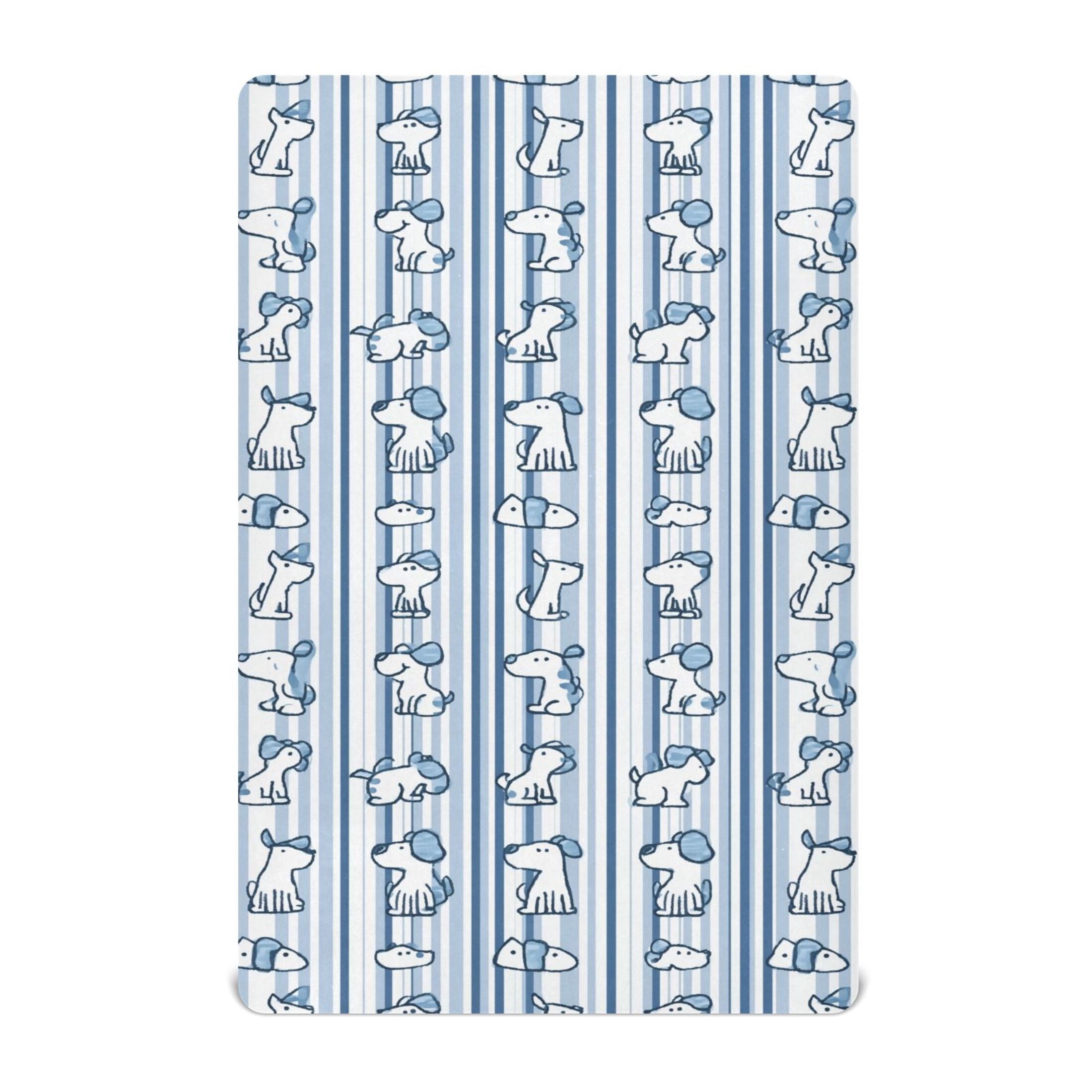 Baby Essentials 52”x 28”- Standard Cotton-like Modal Elastic- Cartoon Dog Design Crib Sheets for Newborns and Toddlers