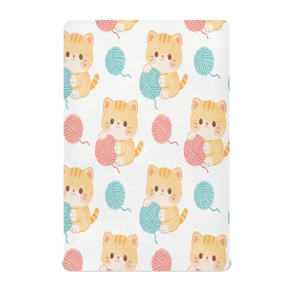 Baby Essentials 52”x 28”- Standard Cotton-like Modal Elastic- Cute Kitten Pattern Design Crib Sheets for Newborns and Toddlers