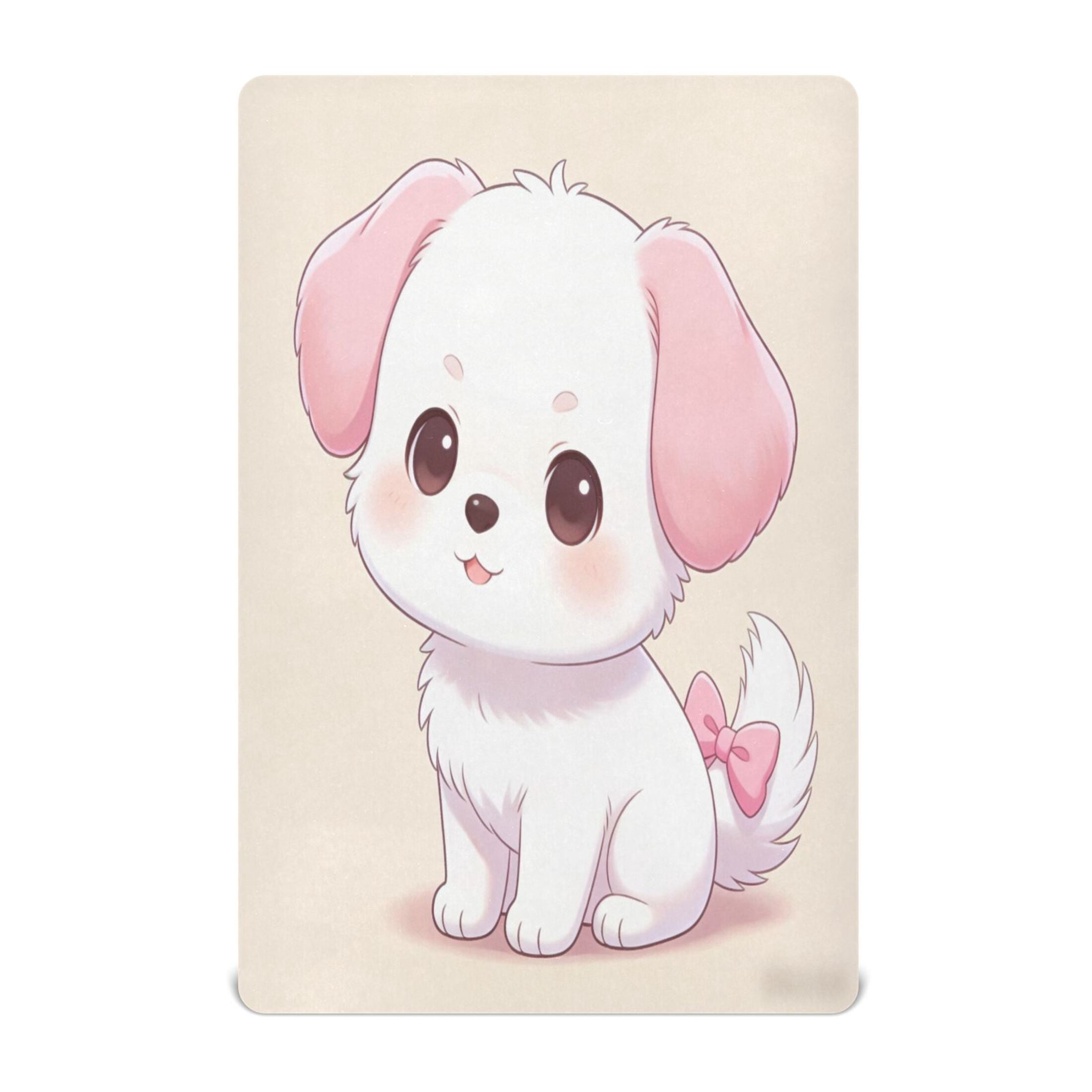 Baby Essentials 52”x 28”- Standard Cotton-like Modal Elastic- Cute White Dog Design Crib Sheets for Newborns and Toddlers