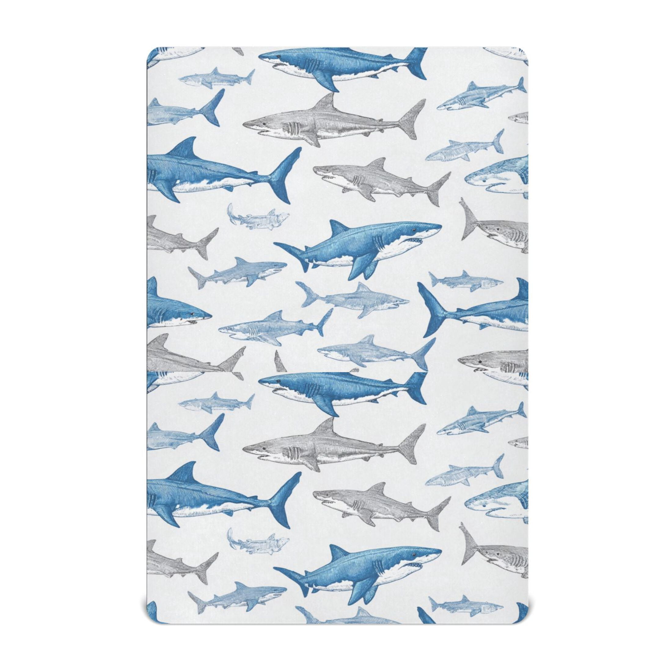 Baby Essentials 52”x 28”- Standard Cotton-like Modal Elastic- Fish Pattern Design Crib Sheets for Newborns and Toddlers