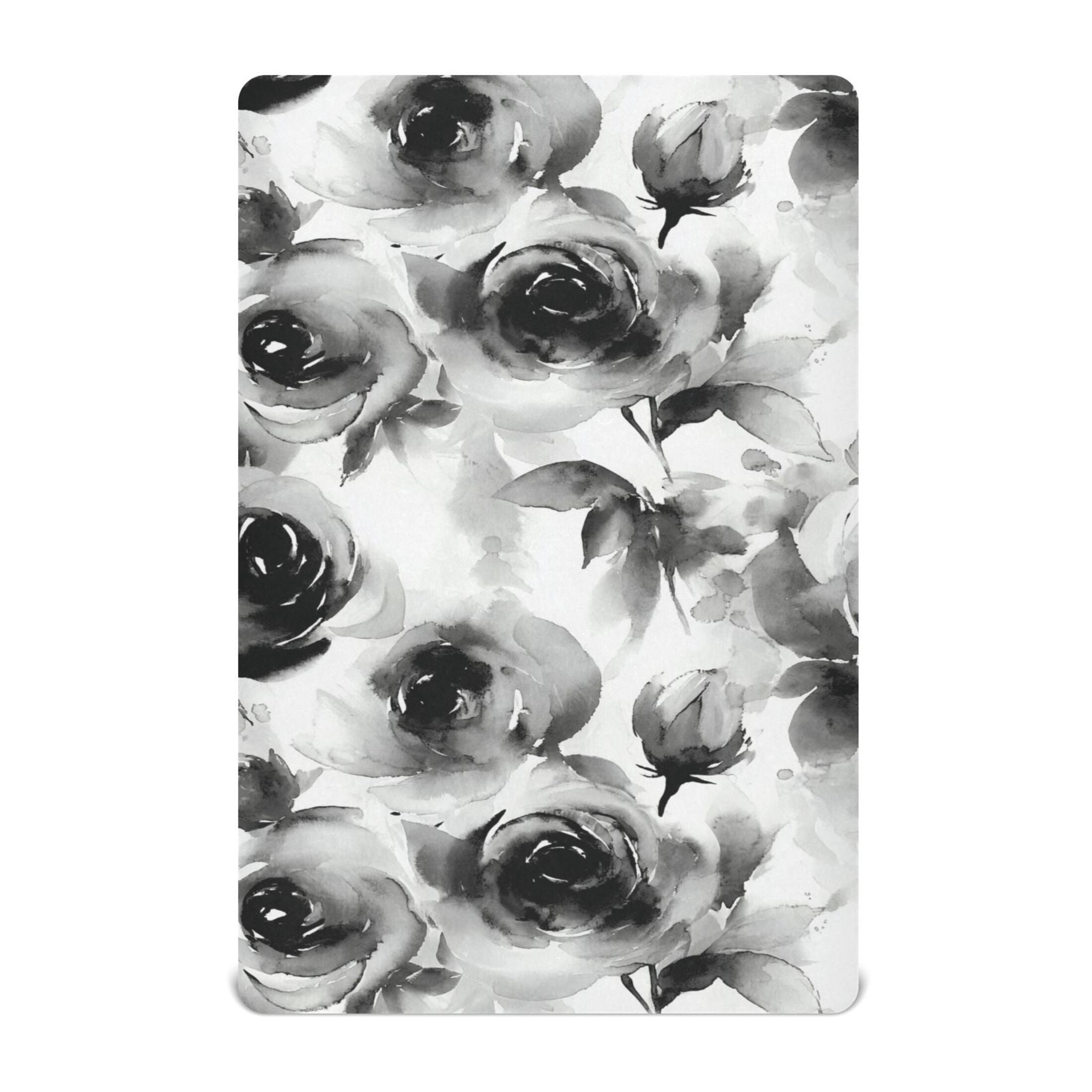 Baby Essentials 52”x 28”- Standard Cotton-like Modal Elastic- Ink Rose Design Crib Sheets for Newborns and Toddlers