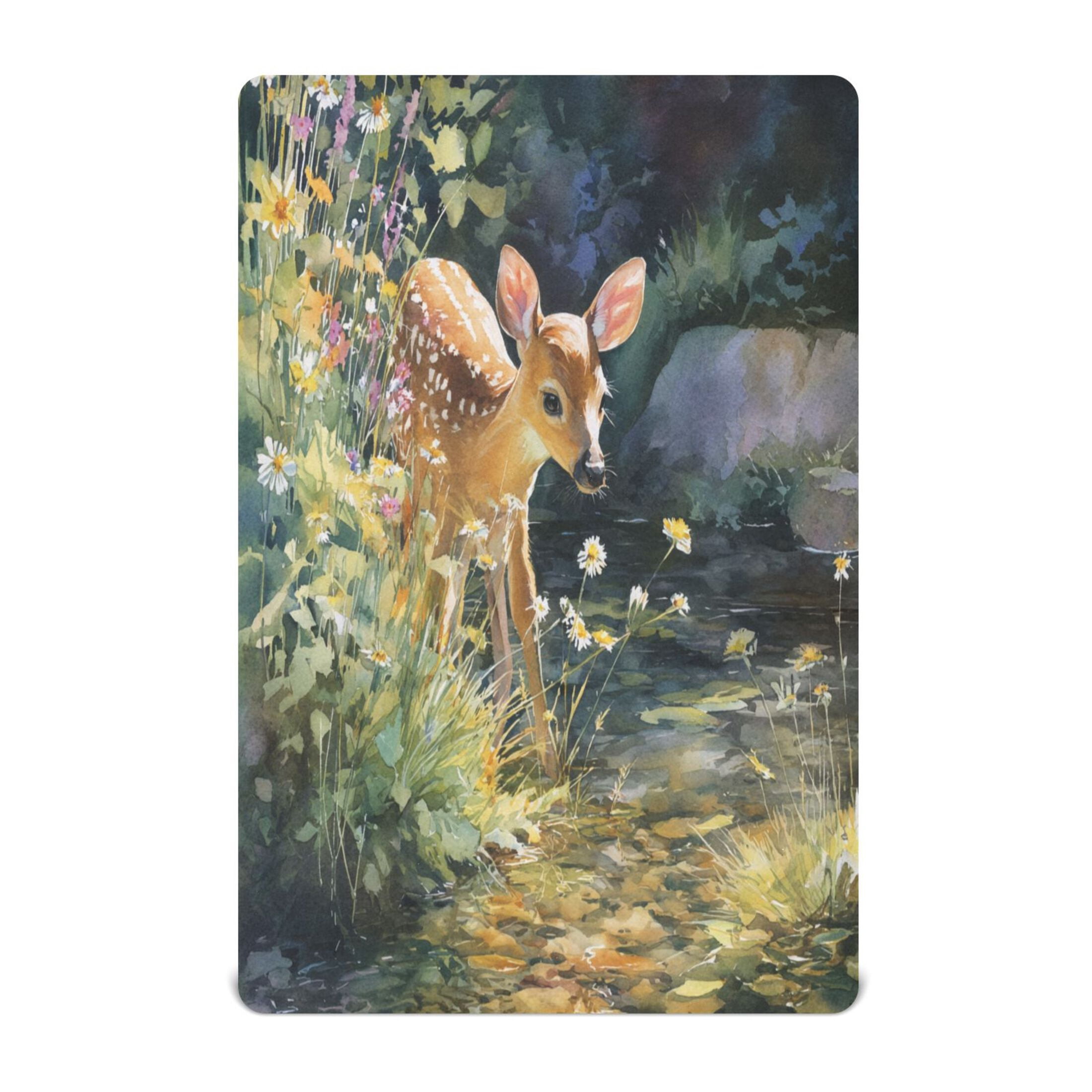 Baby Essentials 52”x 28”- Standard Cotton-like Modal Elastic- Little Deer Design Crib Sheets for Newborns and Toddlers