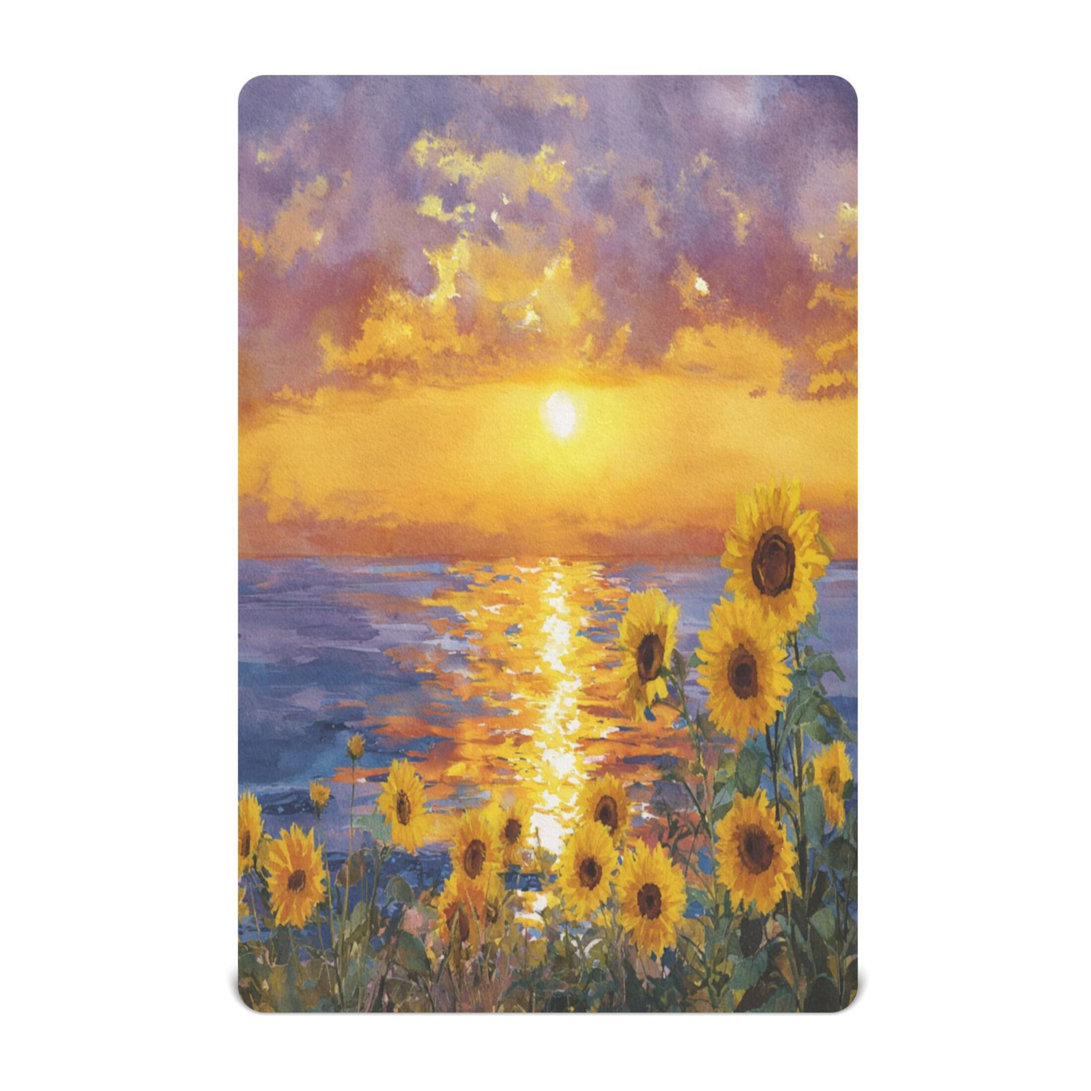Baby Essentials 52”x 28”- Standard Cotton-like Modal Elastic- Pattern Of Sunflowers Design Crib Sheets for Newborns and Toddlers