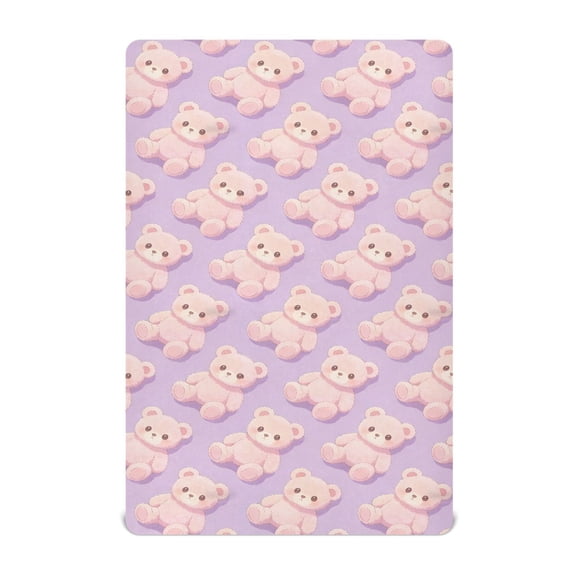 Baby Essentials 52”x 28”- Standard Cotton-like Modal Elastic- Purple Bear Design Crib Sheets for Newborns and Toddlers