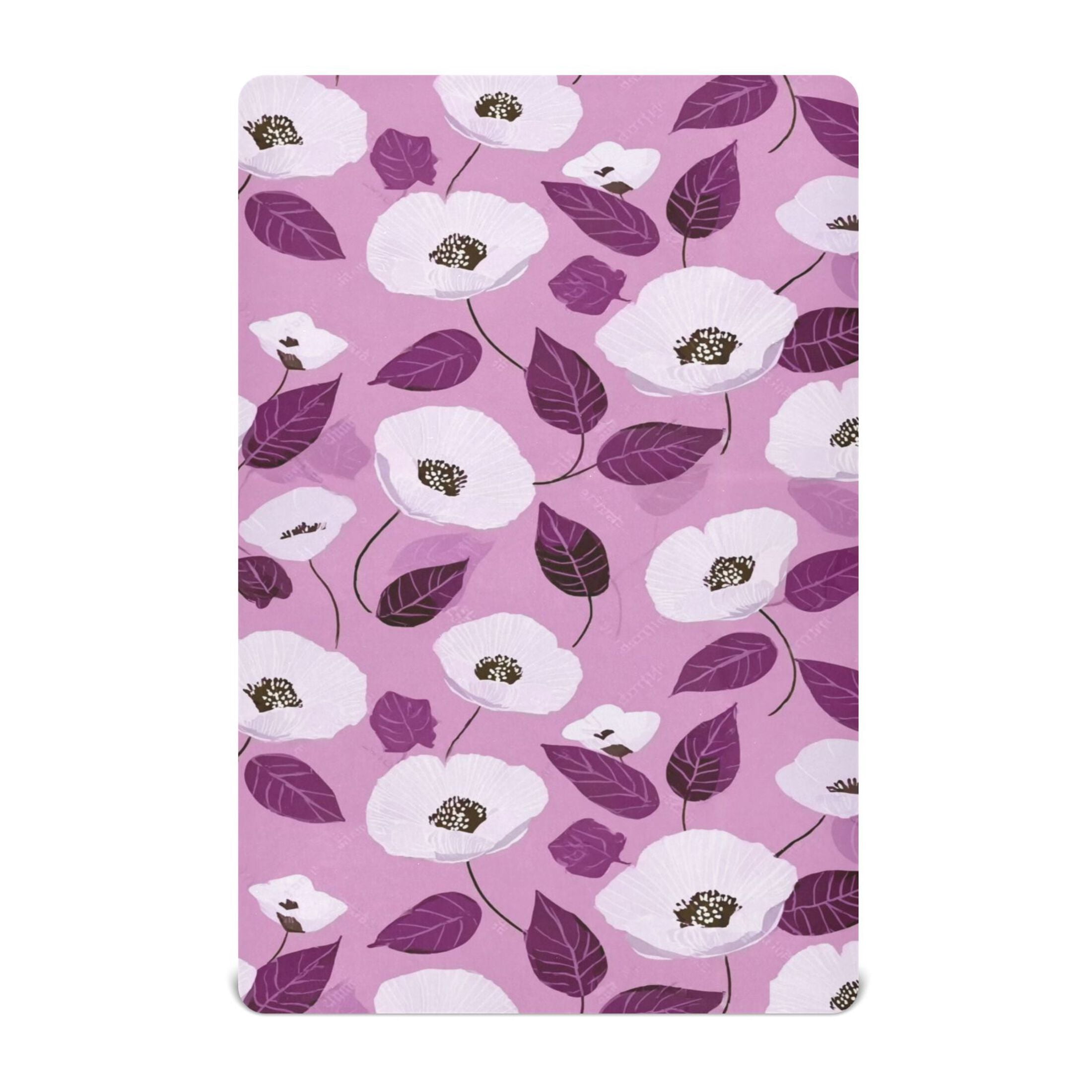 Baby Essentials 52”x 28”- Standard Cotton-like Modal Elastic- Purple Flowers Design Crib Sheets for Newborns and Toddlers