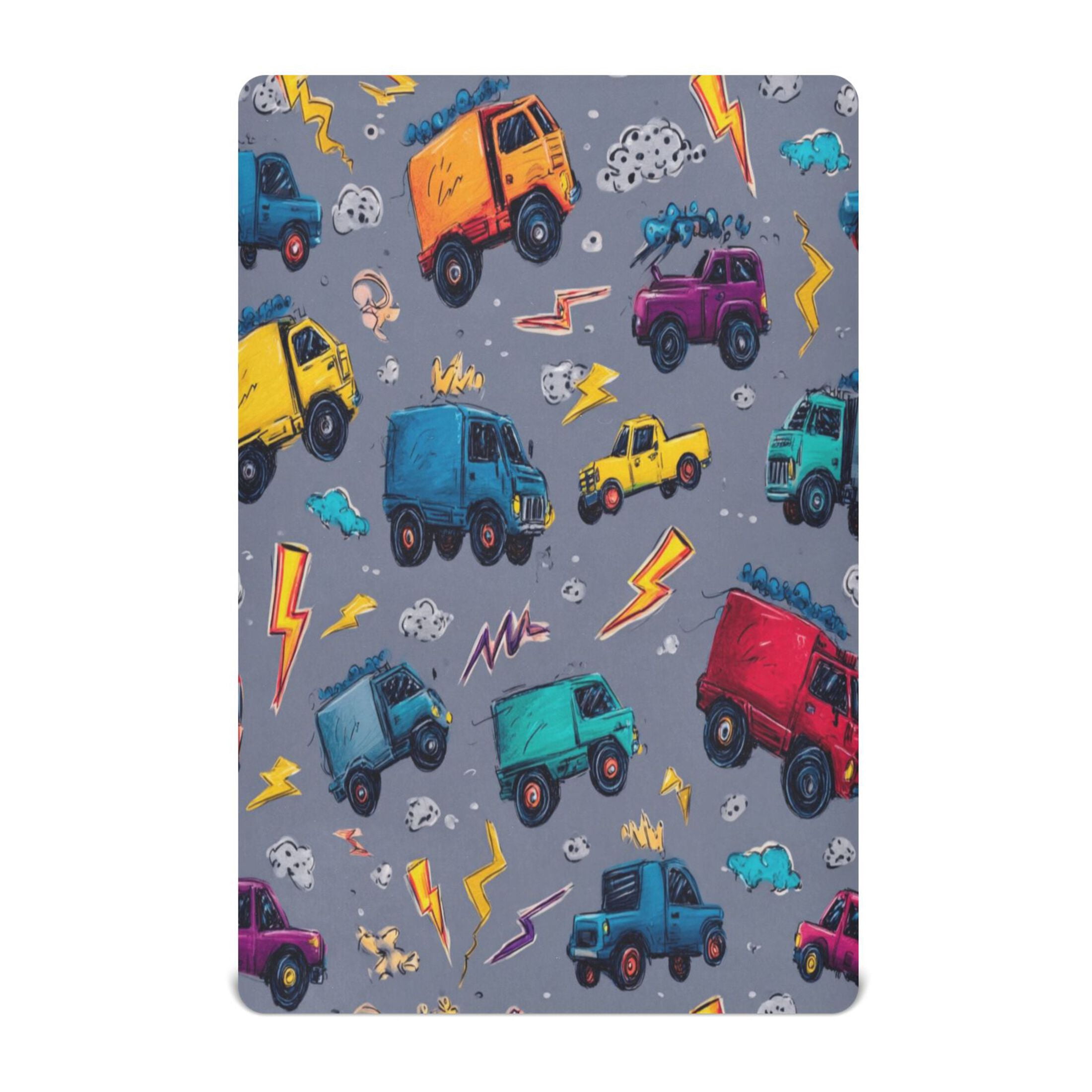 Baby Essentials 52”x 28”- Standard Cotton-like Modal Elastic- Small Truck Design Crib Sheets for Newborns and Toddlers