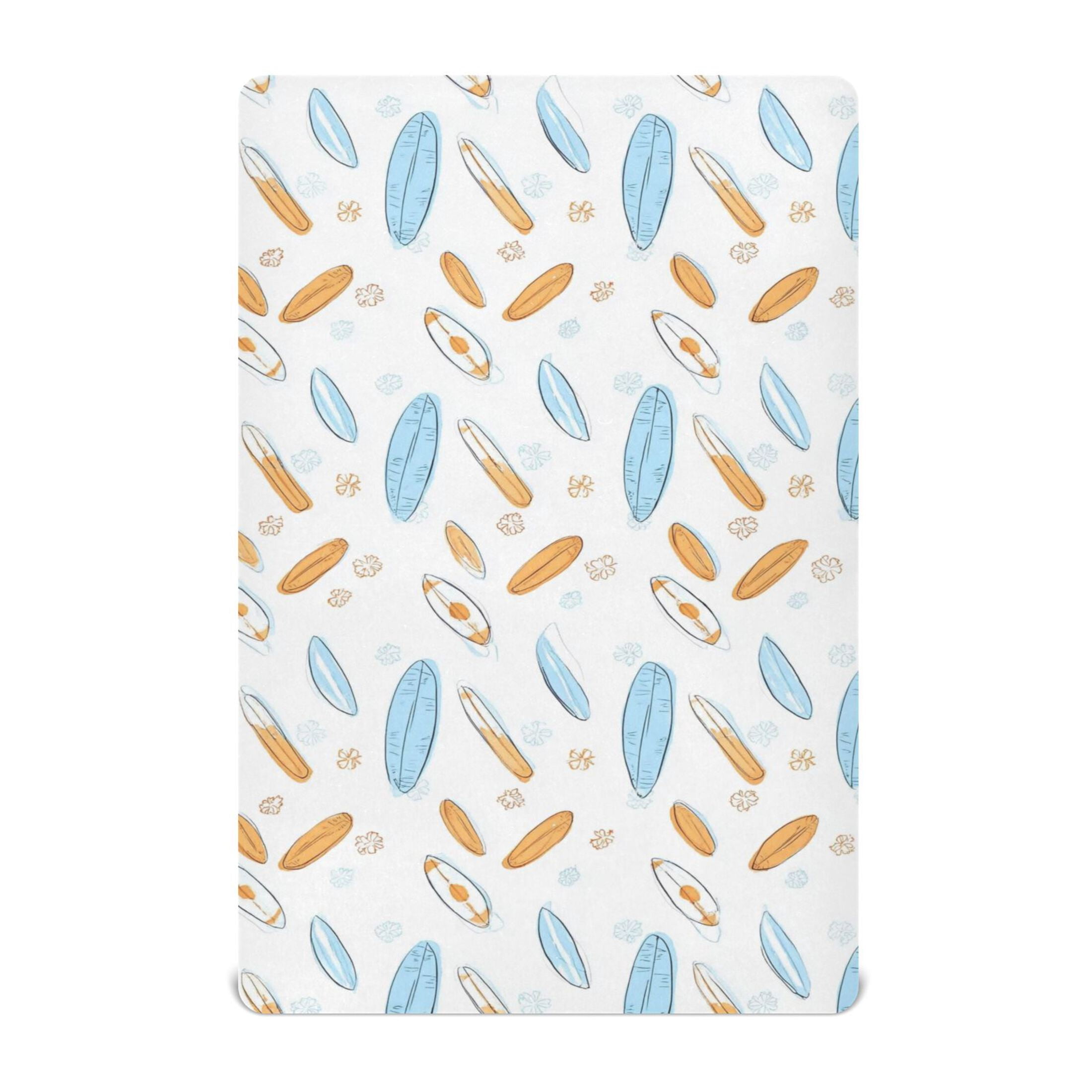 Baby Essentials 52”x 28”- Standard Cotton-like Modal Elastic- Surfboard Design Crib Sheets for Newborns and Toddlers