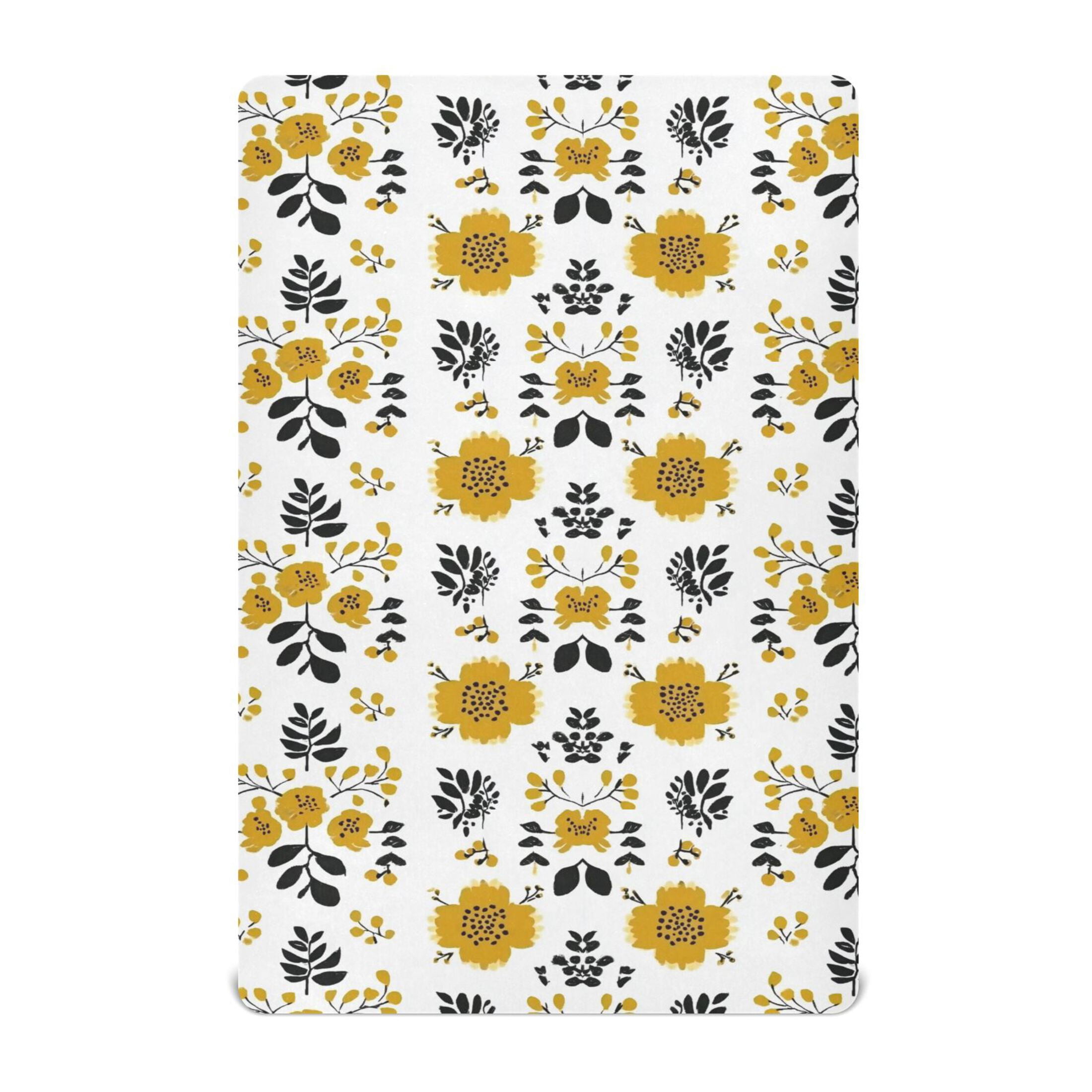 Baby Essentials 52”x 28”- Standard Cotton-like Modal Elastic- Vector Floral Pattern Design Crib Sheets for Newborns and Toddlers