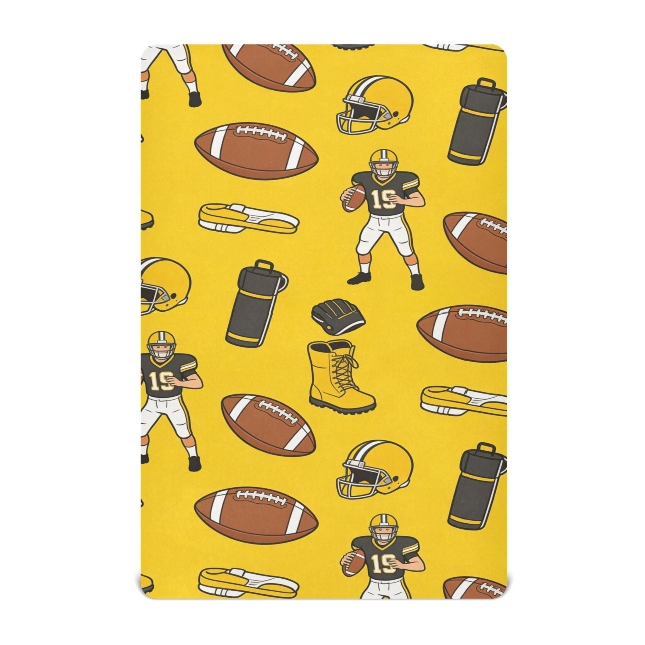 Baby Essentials 52”x 28”- Standard Cotton-like Modal Elastic- Yellow Rugby Ball Design Crib Sheets for Newborns and Toddlers