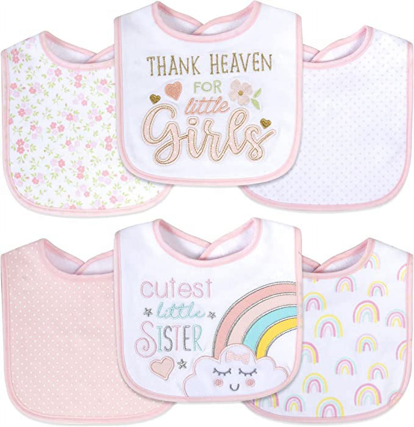 Baby Essentials 6 Pack of Baby Feeding Drooling Bibs with Velcro