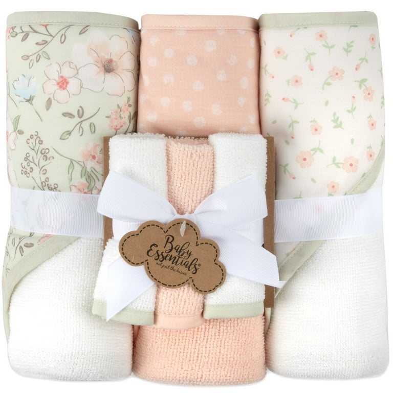 Baby Essentials Piece Printed Hooded Bath Towel and Washcloth