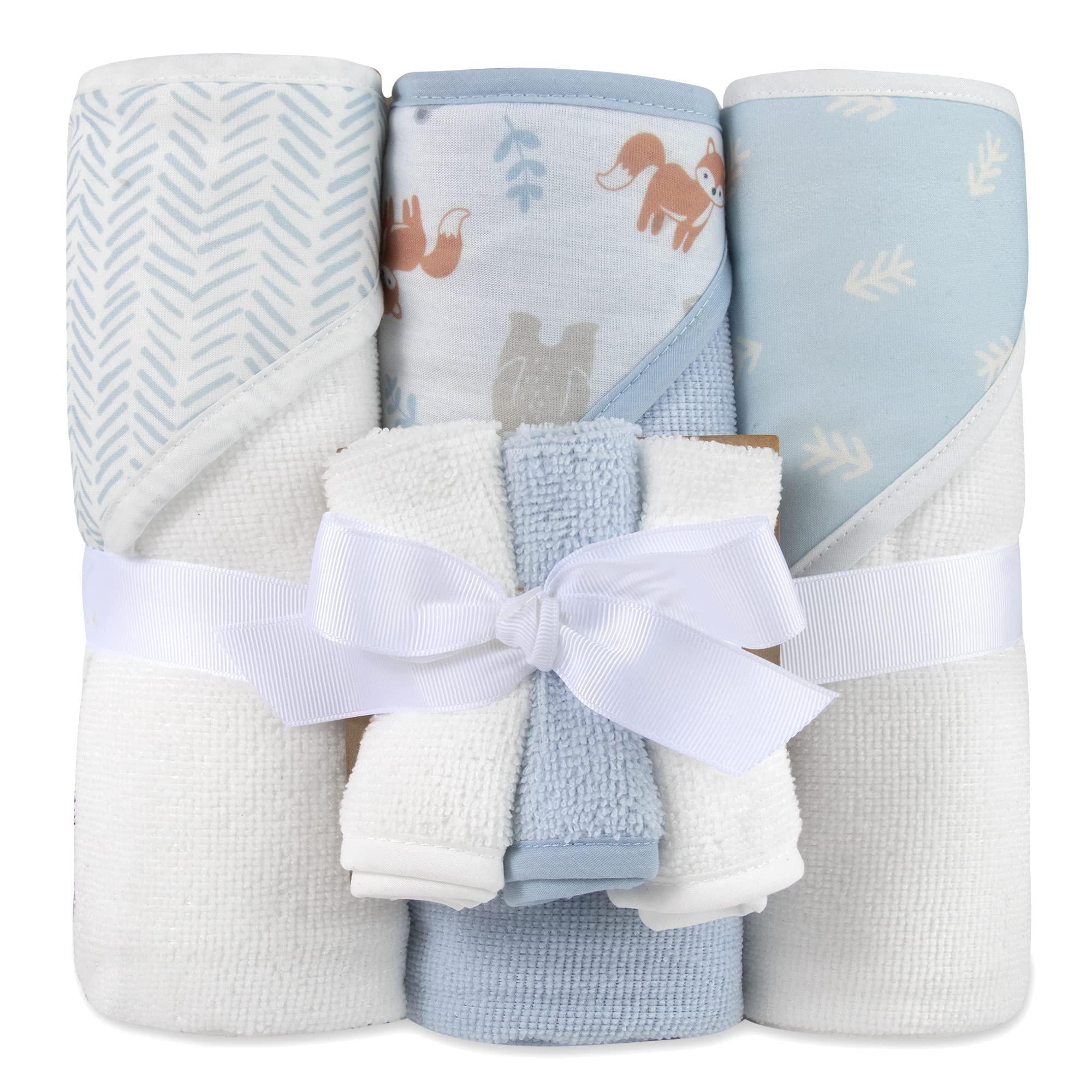 Baby Essentials 6 Piece Hooded Bath Towel and Washcloth Set for