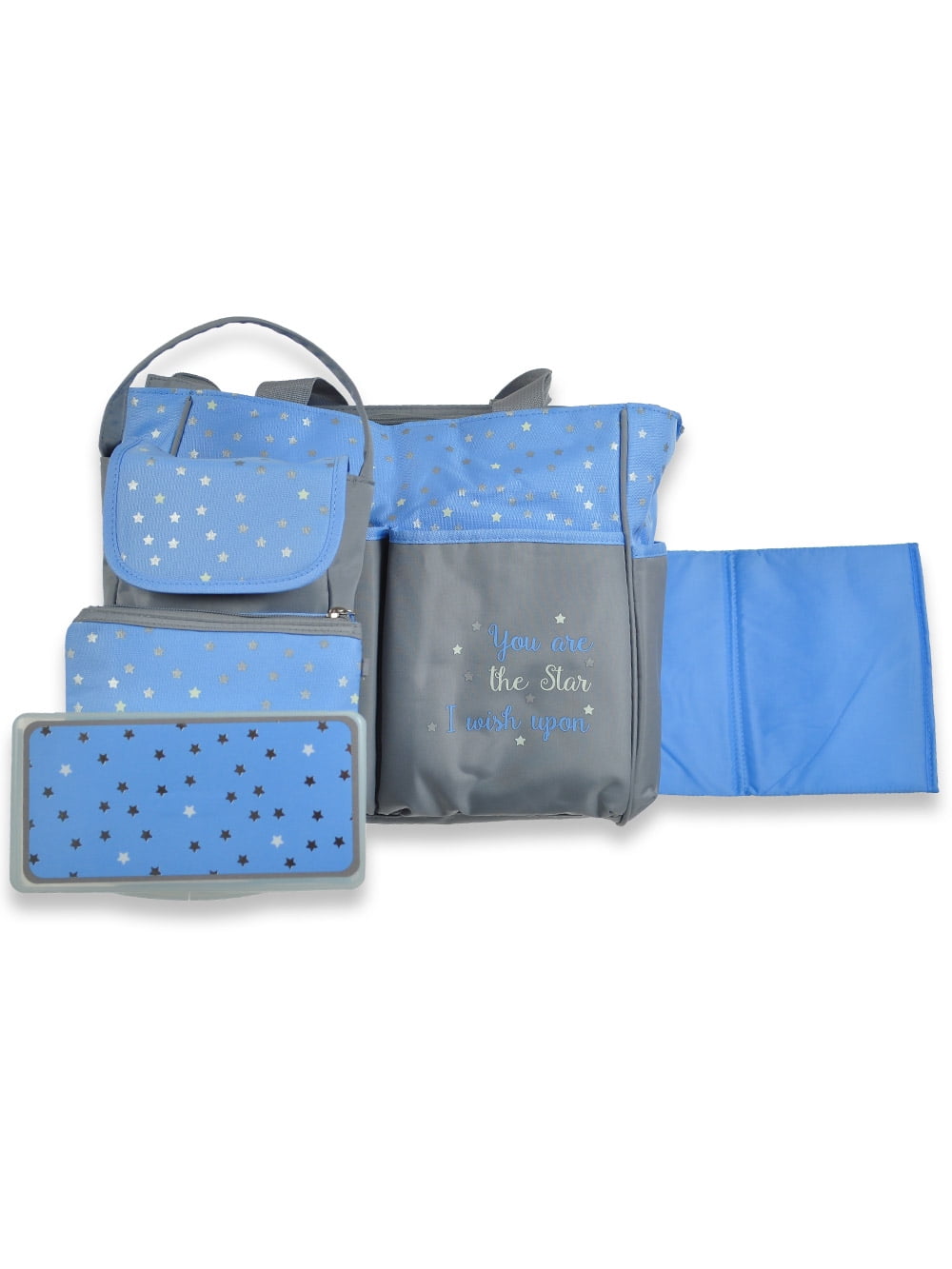 Wholesale Baby Essentials Diaper Bag Tote 5-Piece Set - Starry Pink —