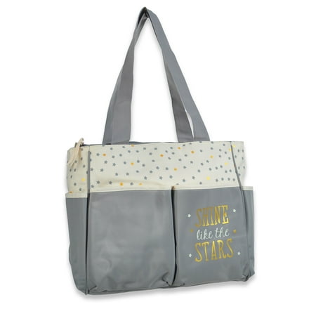 Baby Essentials Baby Boys' 5-Piece Stars Diaper Bag Set - cream, one size