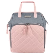 Baby Essentials Super Cooler Main Frame Dual Zipper Closure Diaper Bag Backpack Tote with Matching 6-Ply Changing Pad, Insulated Bottle Pockets and Stroller Str