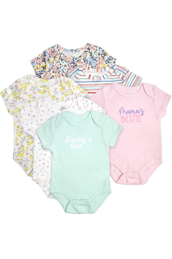 Baby Girls 9 Months Mama’s Bestie Daddy’s Girl 6 Piece Bodysuit Set