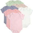 thumbnail image 1 of Baby Essentials Baby Girls of 9 Months Solid Pastel Color 6 Piece Bodysuit Set, 1 of 6