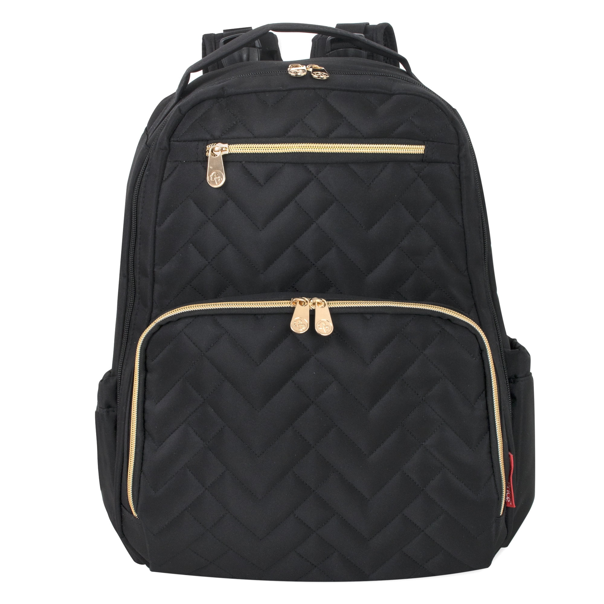 Fisher-Price Morgan Quilted Backpack Diaper Bag - Changing Pad, Stroller Clips - 2 Piece, Black