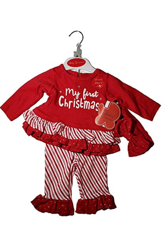 Holiday Set - My First Christmas - 3 Piece Set (6 Months) Red