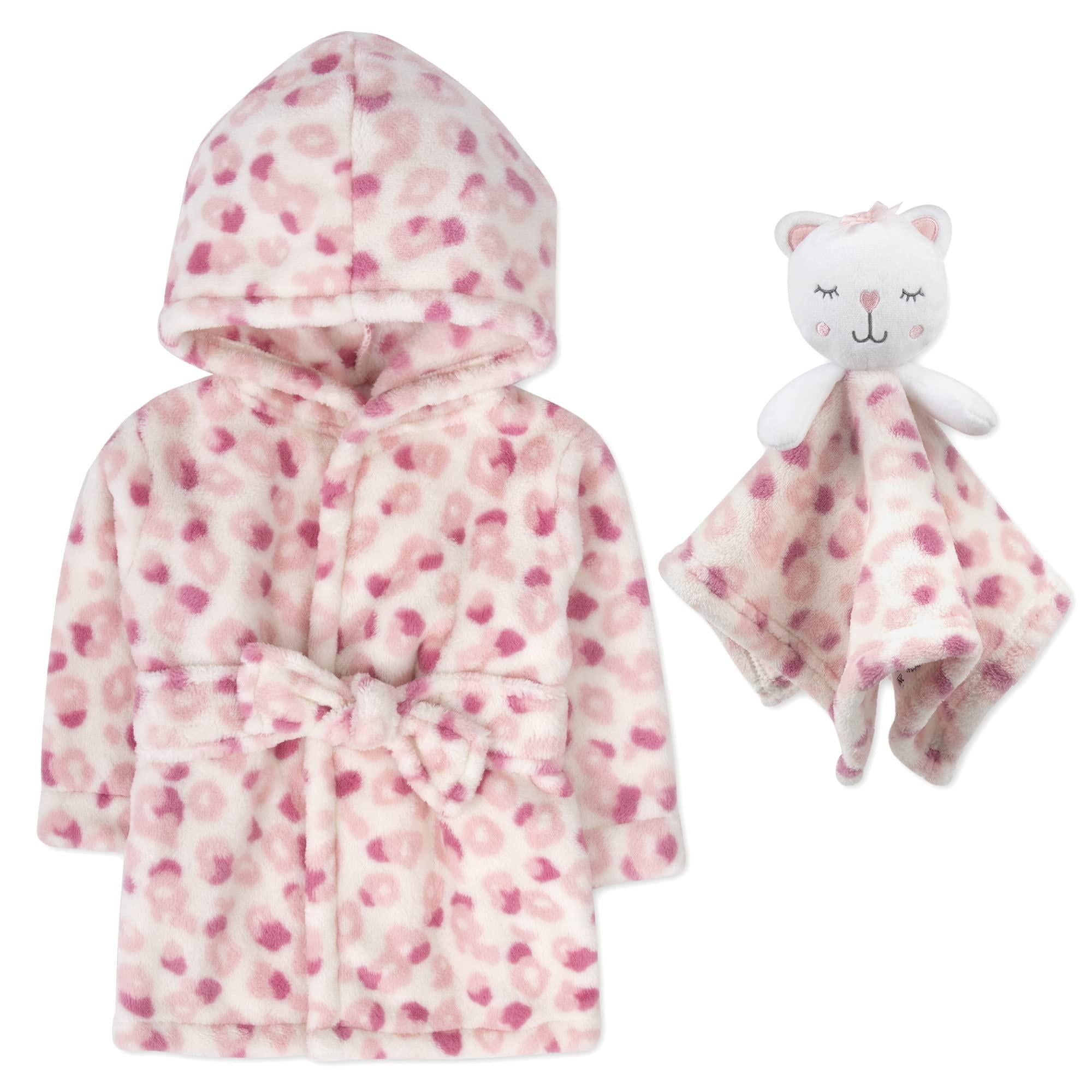 Baby Essentials Hooded Bathrobe with Tie Closure & Matching Minky