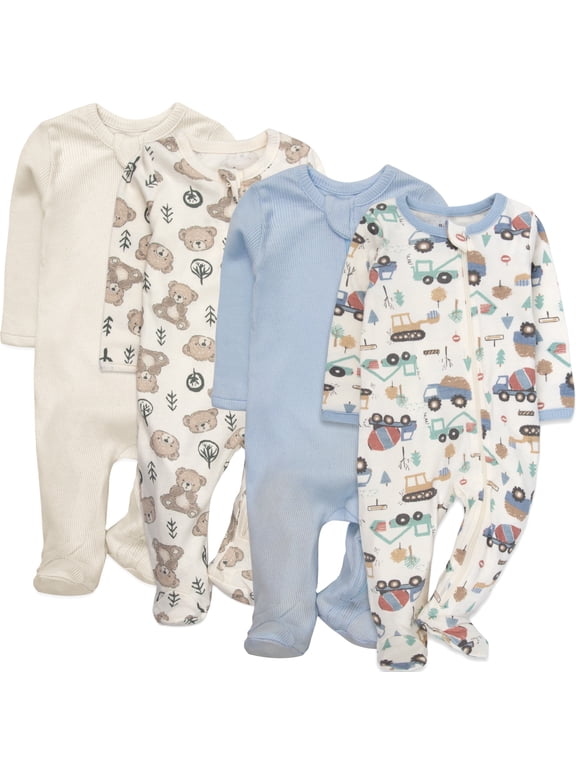 Infant Boys 6 Months 4 Pack Footie Bodysuits