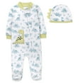 thumbnail image 1 of Baby Essentials Infant Boys 6 Months Embroidered Romper Footie with Matching Hat in Green Blue Dinosaurs, 1 of 6