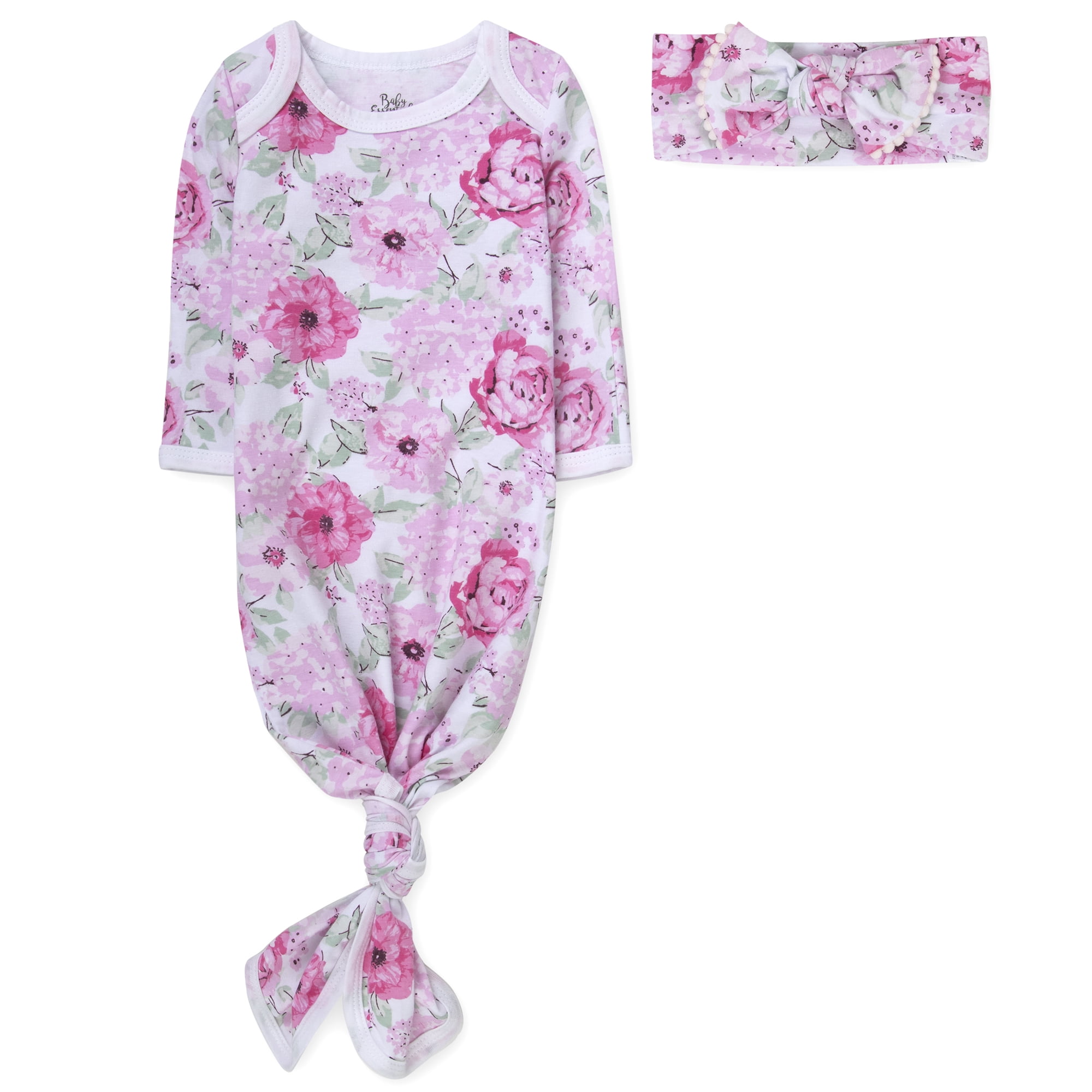 Baby Essentials Long Sleeve Knotted Patterned Sleeping Gown with
