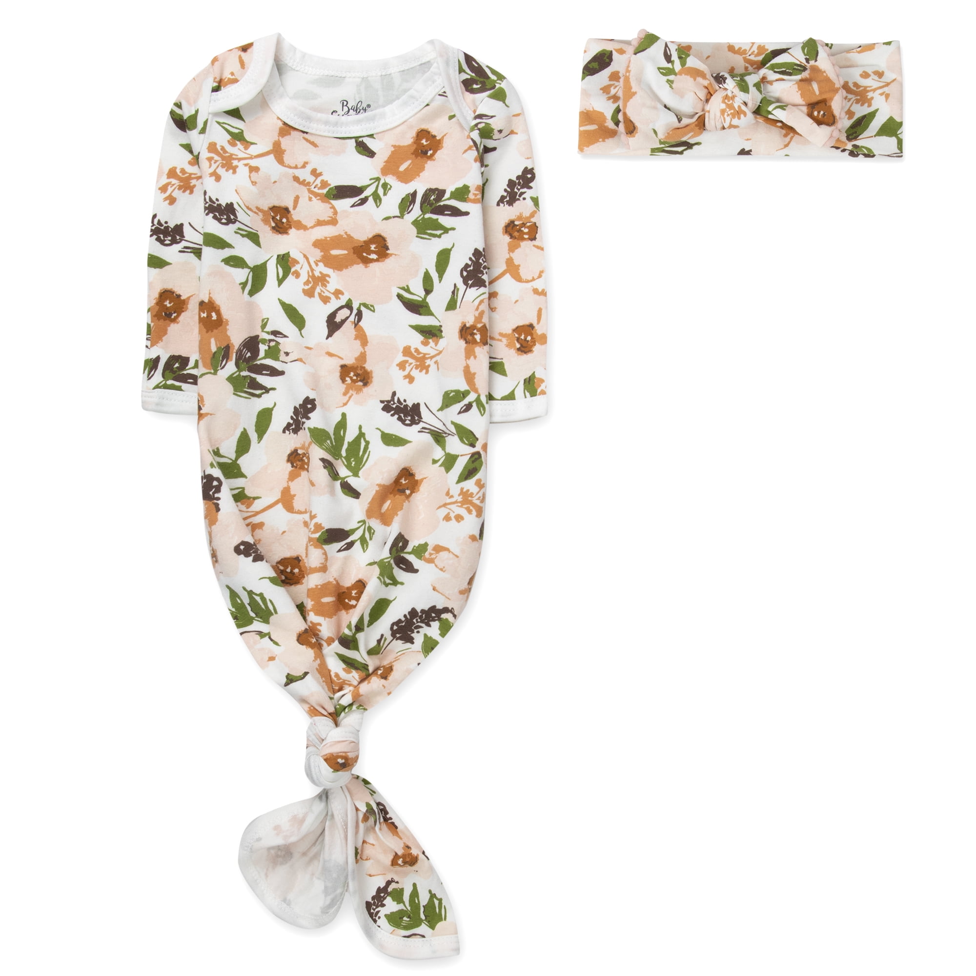 Baby Essentials Long Sleeve Knotted Patterned Sleeping Gown with