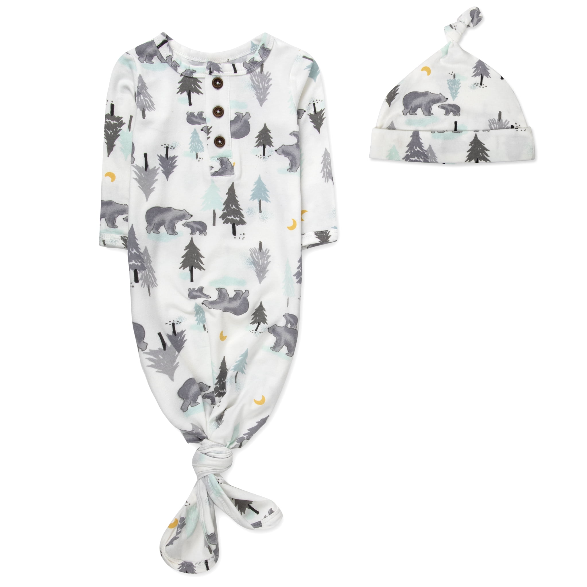 Baby Essentials Long Sleeve Knotted Patterned Sleeping Gown with