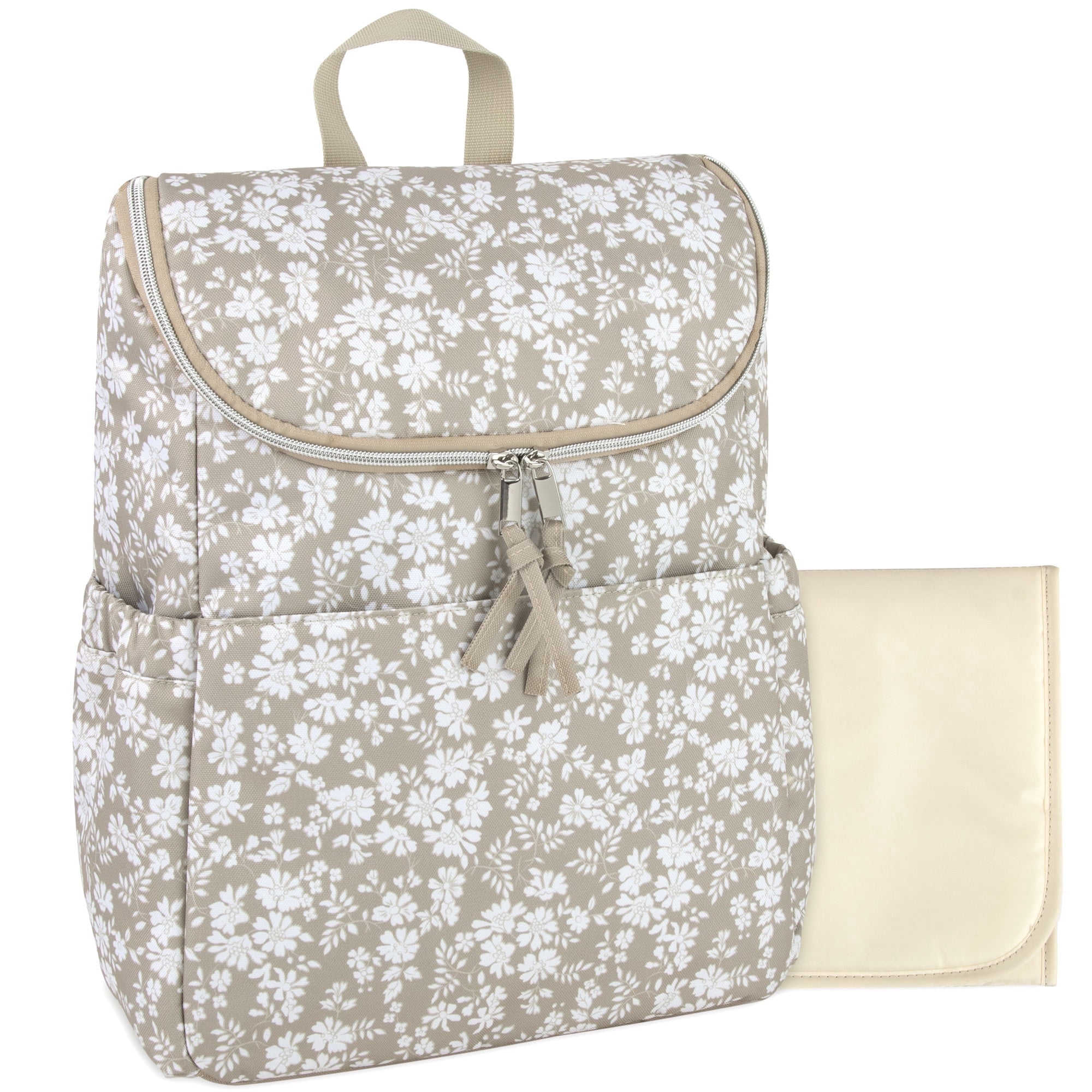 Baby Essentials  Diaper Bag 2 Piece Floral Backpack with Stroller Straps and Matching Changing Pad in Dusty Floral
