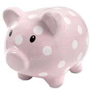 Baby Essentials My First Piggy Bank for Newborns, Infants and Toddlers in Pink & White Polka Dots