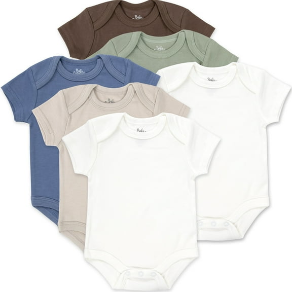 Baby Essentials Newborn Baby Boys of 0 Months Solid Earth Tone 6 Piece Bodysuit Set