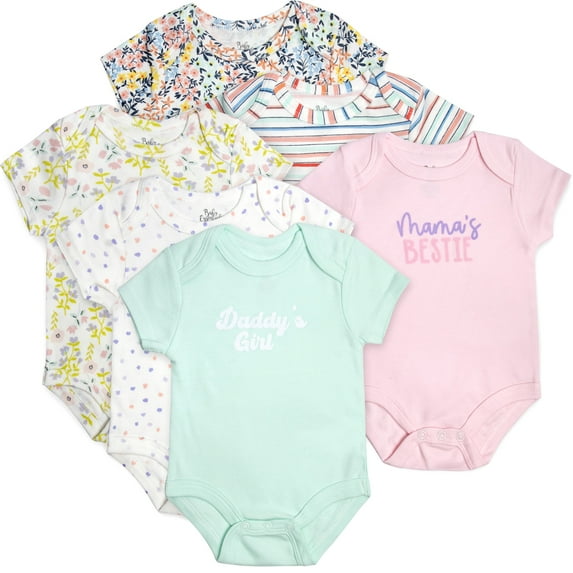 Baby Essentials Newborn Baby Girls 0 Months Mama’s Bestie Daddy’s Girl 6 Piece Bodysuit Set