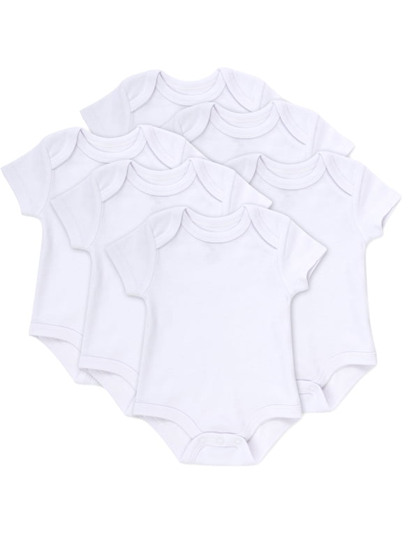 Newborn Unisex Baby Boys & Girls of 0 Months Plain White 6 Piece Bodysuit Set