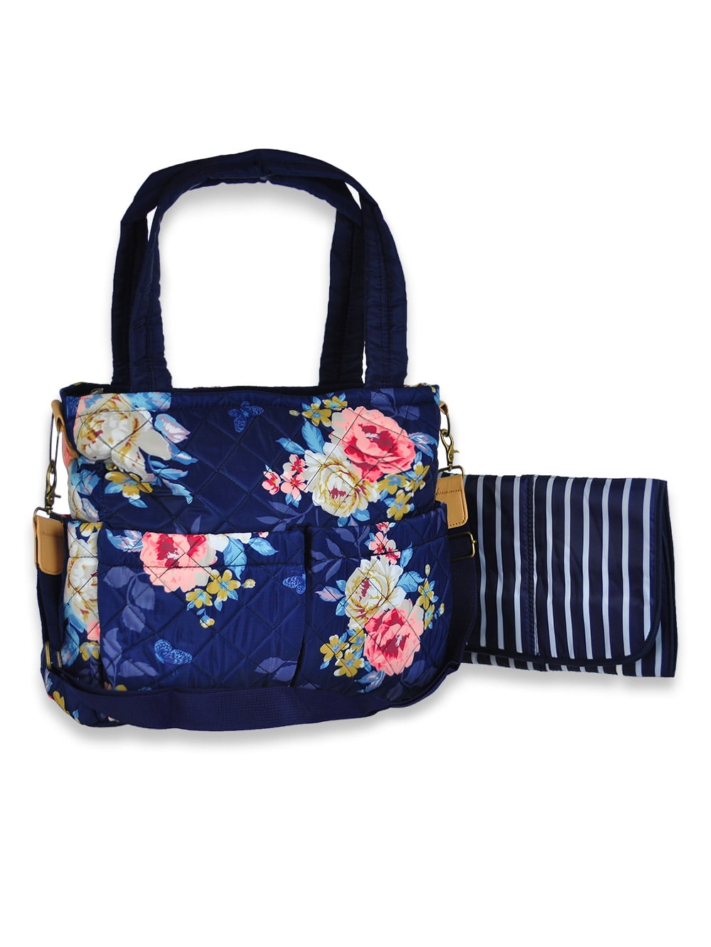 Baby Essentials Quilted Floral Tote With Changing Pad