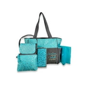Baby Essentials Stars 5-Piece Diaper Bag Set - pink/gray, one size
