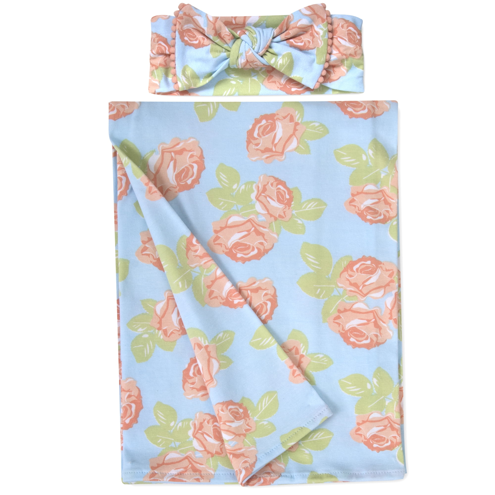 Baby Essentials Swaddle Blanket Wrap with Matching Headband for Newborn