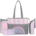 thumbnail image 1 of Baby Essentials Water Resistant Rainbow Tote Diaper Bag with Changing Pad, Multicolor, 5 Piece, 1 of 9