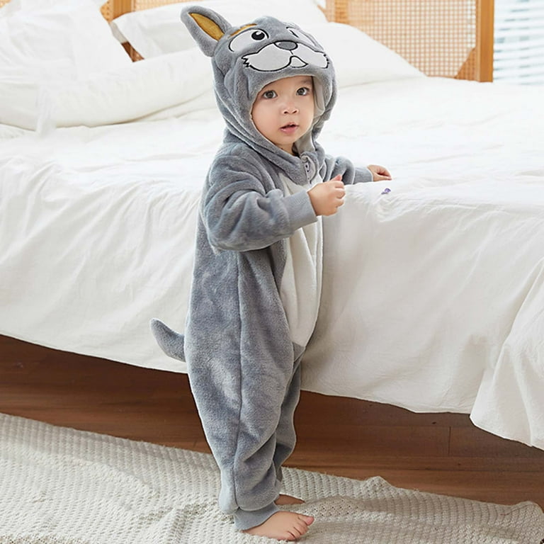 Baby Essentials for Newborn Girl Juebong Unisex Baby Romper Winter And  Autumn Flannel Jumpsuit Animal Cosplay Outfits,Gray,0-6 Months