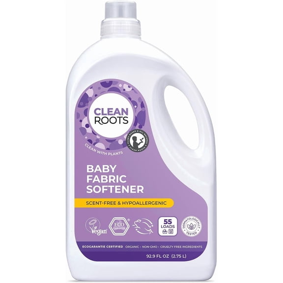 Baby Fabric Softener EcoGarantie Certified, 100% Plant-Based Formula, Made with Organic Ingredients, Scent-Free & Hypoallergenic 55 Loads, 92.9 fl oz (2.75 L)