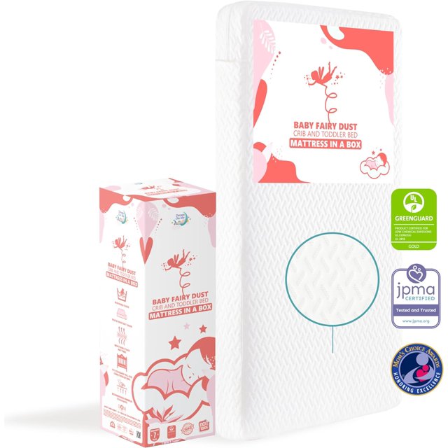 Baby Fairy 5” Foam Crib & Toddler Bed Mattress in a Box, White I